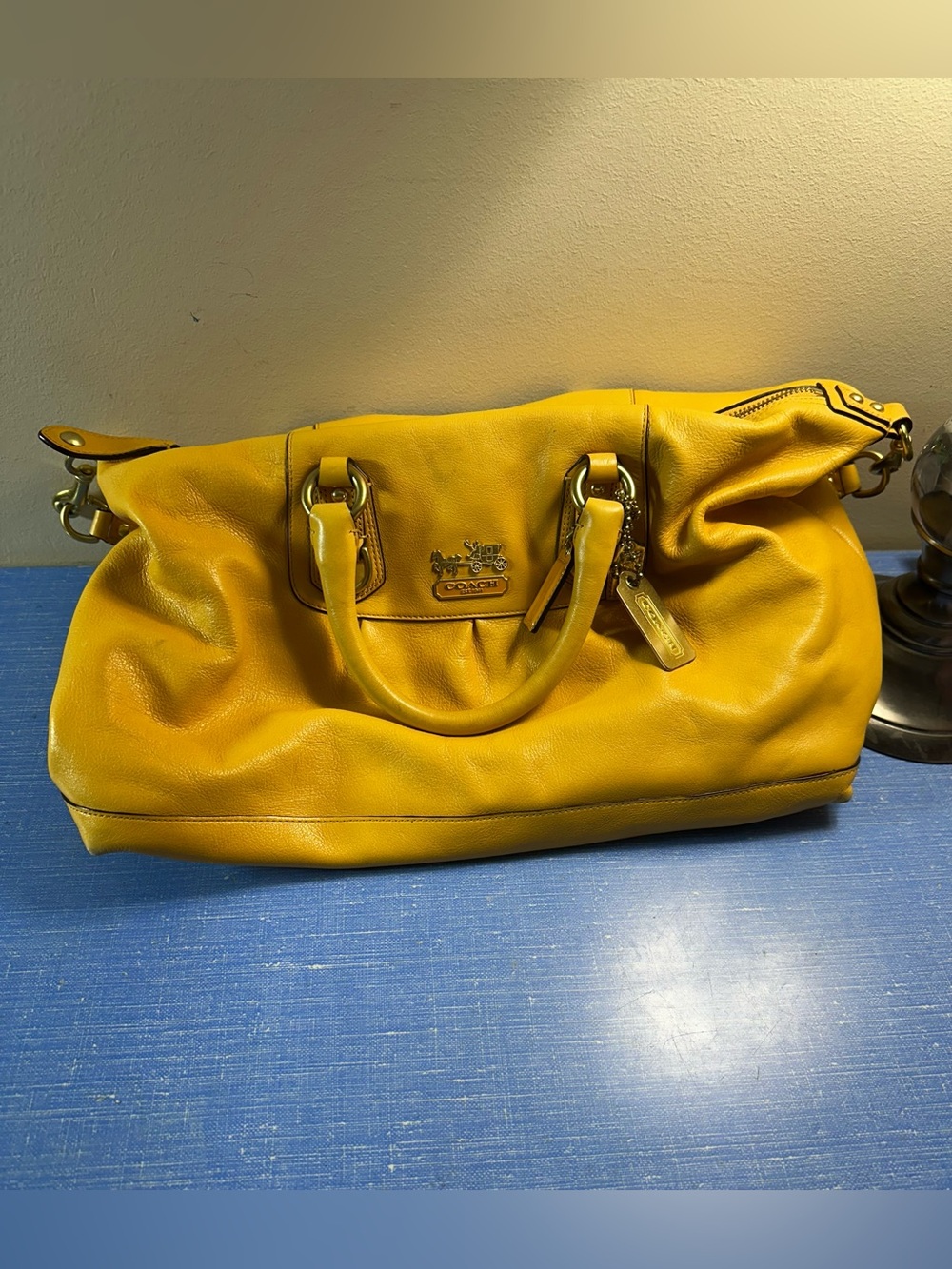 Coach Madison Large Sabrina 12949 Yellow Leather Satchel Shoulder Bag Y2K - Picture 2 of 12